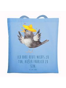 Mr. & Mrs. Panda Сумка-сомбреро цвета «Ворон» с надписью небесно-голубого цвета