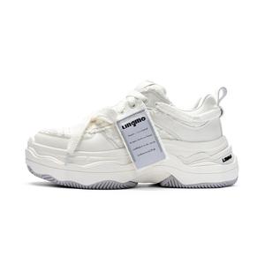 Низкие массивные кеды унисекс LINGMO, White With Leather