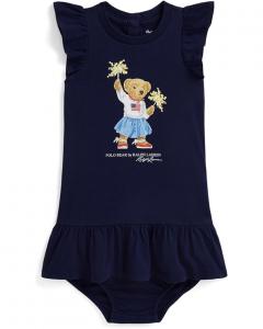 Платье Polo Ralph Lauren Kids Polo Bear Cotton Jersey Dress & Bloomer, цвет Newport Navy