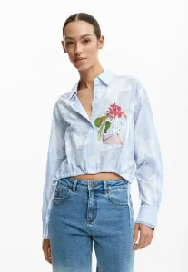 Укороченная блузка с завязками и пуговицами. Desigual, Blue