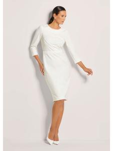 MADELEINE Приталенное трикотажное платье с круглым вырезом, кремового цвета