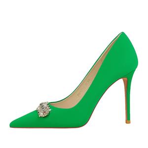 QITUMAUL Стройные каблуки на высоком каблуке женские - зеленый [Высота каблука 10 см], цвет Green[Heel Height 10cm]