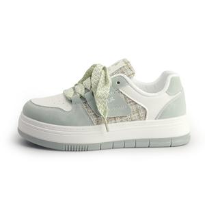 Скользоустойчивые амортизирующие износостойкие низкие скейтерские кроссовки женские бежево-зеленые SNXR, BEB520 Бежевый