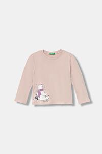 Детская хлопковая кофта с длинным рукавом United Colors Of Benetton, розовый