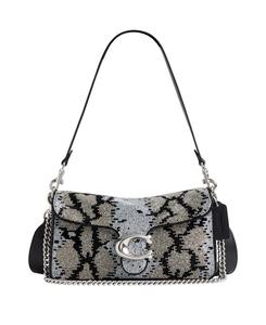 Сумка через плечо Tabby Medium с бисерной отделкой под змеиную кожу, размер 26 COACH, Silver/Black
