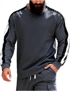 Мужская футболка с длинным рукавом и цветными блоками, свободная повседневная