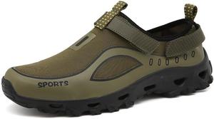 Мужские водонепроницаемые туристические кроссовки для хайкинга, быстро сохнущие, дышащие, для трейлового бега, легкие, нескользящие, для прогулок на открытом воздухе с ремешком на липучке для походов по рекам и кемпинга Qacksv, зеленый