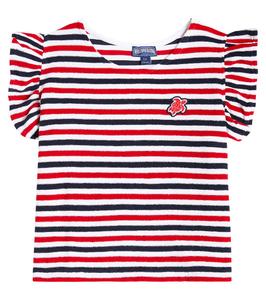 Женская полосатая блуза с рюшами из хлопка Genny Vilebrequin Kids, Blanc Marine/Rouge