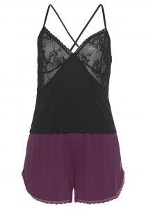 Пижама Bruno Banani, ягодный/черный