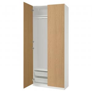 Гардероб PAX/STORKLINTA IKEA, 100x38x236 см, цвет white/oak effect