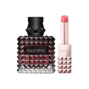 Valentino Adventure Miss набор парфюмированного бальзама для губ Eau De Parfum EDP Ice Rolled Black Currant Bourbon Vanilla 50ml+6.5ml