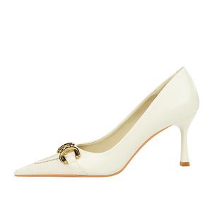 QITUMAUL Стройные каблуки на шпильке 8 см женские экрю, цвет Ecru[Heel Height 8cm]