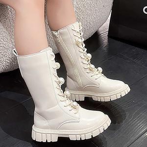 Девочкам Ботинки Боевые Ботинки из искусственной кожи PU Милые на шнуровке С боковой молнией Средние сапожки на платформе Маленькие дети/Старшие дети ZRBYWB, 06-White