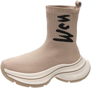 Женские высокие эластичные носки-кроссовки - уличная спортивная обувь с толстой подошвой HoaloX, Beige