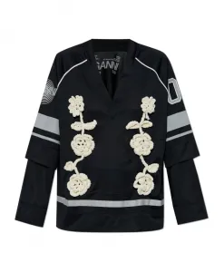 Футболка с длинными рукавами лиги Ganni, черный