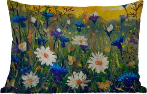 Подушка для улицы - Живопись - Масляная краска - Природа - Цветы - 50 x 30 см - Устойчива к атмосферным воздействиям - Подушка для отдыха - Подушка для дивана - Украшение для гостиной MuchoWow