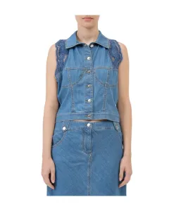 Короткий жилет с кружевной отделкой Ermanno Scervino, синий