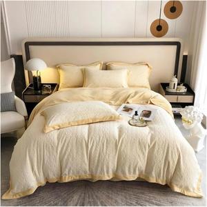 YIZUFU Комплект постельного белья из резного велюра и фланели розовый ультрамягкий плюшевый Yellow