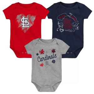 Комплект из трех боди для младенцев, красный/темно-синий/серый St. Louis Cardinals Batter Up Outerstuff