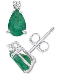 Серьги-Гвоздики с сапфирами (1-7/8 карата) и бриллиантами в 14-каратном белом золоте (также с изумрудами и рубинами) Macy'S, emerald