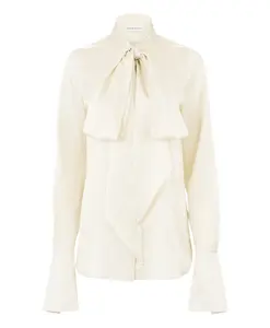 Атласная блузка-лавалье белого цвета Nina Ricci, белый