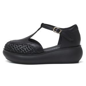 OULISASI Женские туфли на платформе с клиновидным каблуком черные, цвет Black