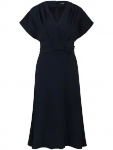 Драпированное платье миди BOSS, синий