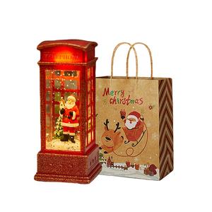 Настольная лампа Division Of Enterprises Square Telephone Booths, романтичная винтажная премиум-кристальная лампа SIQISI, santa claus phone booth-water filling