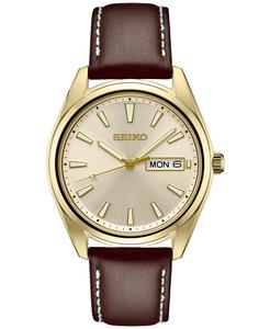 Мужские часы Essentials с коричневым кожаным ремешком, 40 мм Seiko