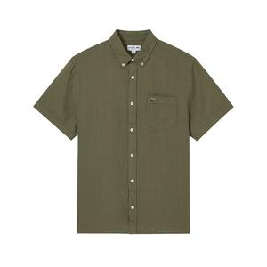 Рубашка с коротким рукавом и вышитым логотипом LACOSTE, хаки