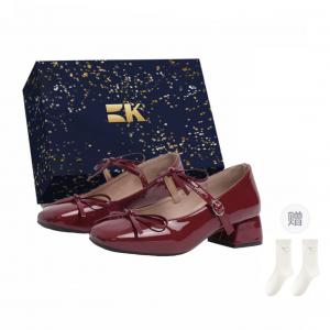 Boldi Kuki Туфли Мэри Джейн на массивном каблуке для женщин красные эксклюзивная коробка в комплекте с носками, цвет Red-Exclusive Shoe Box-Comes with Socks