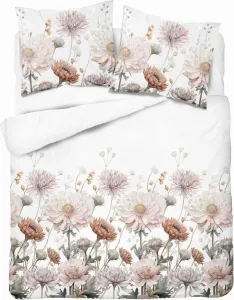 Постельное белье, хлопок-сатин, высшего качества 160х200 5482б Бежевые цветы Detexpol