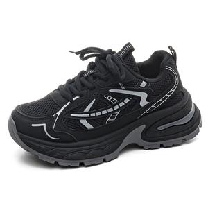 Износостойкие легкие кроссовки, увеличивающие рост, низкие, массивные, женские, черные HUANQIU, Black