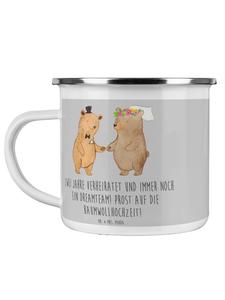 Кофейная кружка на вторую годовщину свадьбы, хлопковую годовщину свадьбы... в цвете меланжевый серый Mr. & Mrs. Panda