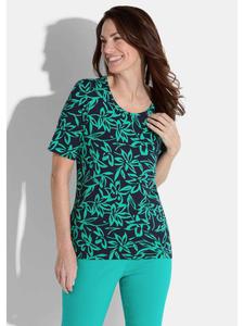 GOLDNER Короткий размер: Футболка темно-синего / изумрудного / с узором цвета