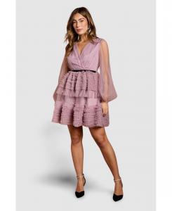 Женское мини-платье с длинными рукавами и сетчатым запахом Coast, Lilac