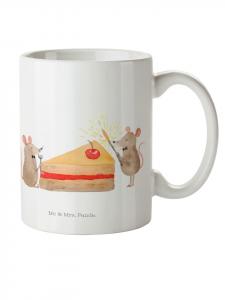 Детская кружка с рисунком мышек и торта, без слов, белого цвета Mr. & Mrs. Panda