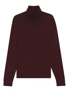 Шерстяной свитер с высоким воротником BOSS, красный