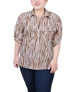 Большие размеры Верх на молнии спереди с рукавами-перевернутыми язычками NY Collection