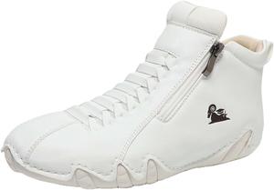 Женские и мужские повседневные модные кожаные кроссовки, противоскользящие, для вождения и ходьбы, высокие ботинки чукка, из натуральной кожи, без шнурков, легкие спортивные туфли, обувь для ходьбы и вождения, походов и кемпинга Toumov, белый