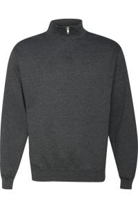 Толстовка JERZEES Nublend Cadet Collar с застежкой-молнией на четверть длины, цвет black heather