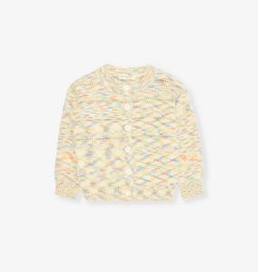 Вязаный кардиган Meteor space dye из органического хлопка с круглым вырезом на возраст 2-3 года The Bonnie Mob, цвет rainbow