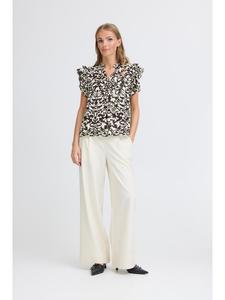 Блузка с короткими рукавами IHBRIANE свободного кроя, черного цвета, с принтом ICHI