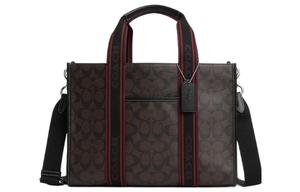 Тканевая сумка с кожаными вставками, шоппер, сумка через плечо, кроссбоди, женская ручная кладь tubas coffee COACH