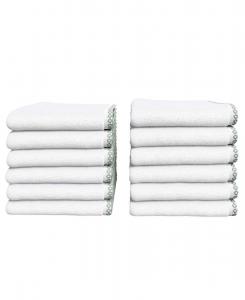 Набор из 12 быстросохнущих хлопковых салфеток с декоративной каймой Linery & Co, White / eucalyptus