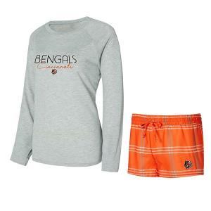 Женский сет concepts sport orange/gray cincinnati bengals petition: футболка с длинным рукавом реглан и шорты Unbranded