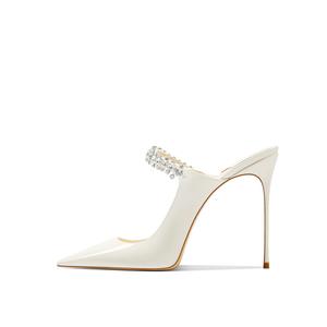 YUTIANAI Закрытые тапочки женские экрю 8 см, цвет Ecru 8cm