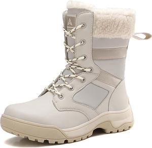 Мужские и женские зимние снегоступы, водонепроницаемые, с теплой флисовой подкладкой, зимние походные ботинки до щиколотки, противоскользящие, подходят для холодной погоды, прогулок, работы и спорта Generic, белый