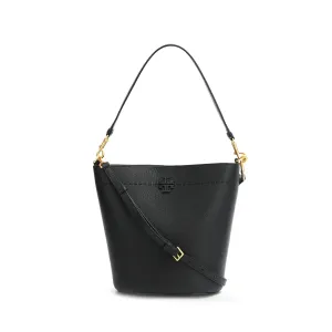 TORY BURCH Сумка-ведро Макгроу Литчи из зерновой кожи через плечо женская черная