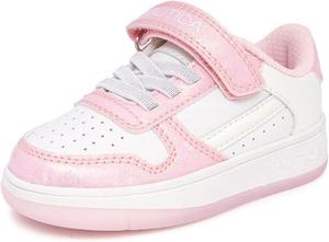 Кроссовки Nautica для девочек с регулируемым ремешком и эластичными банджи-ремешками, Удобная повседневная обувь (малыши/дети младшего возраста), белый/розовый